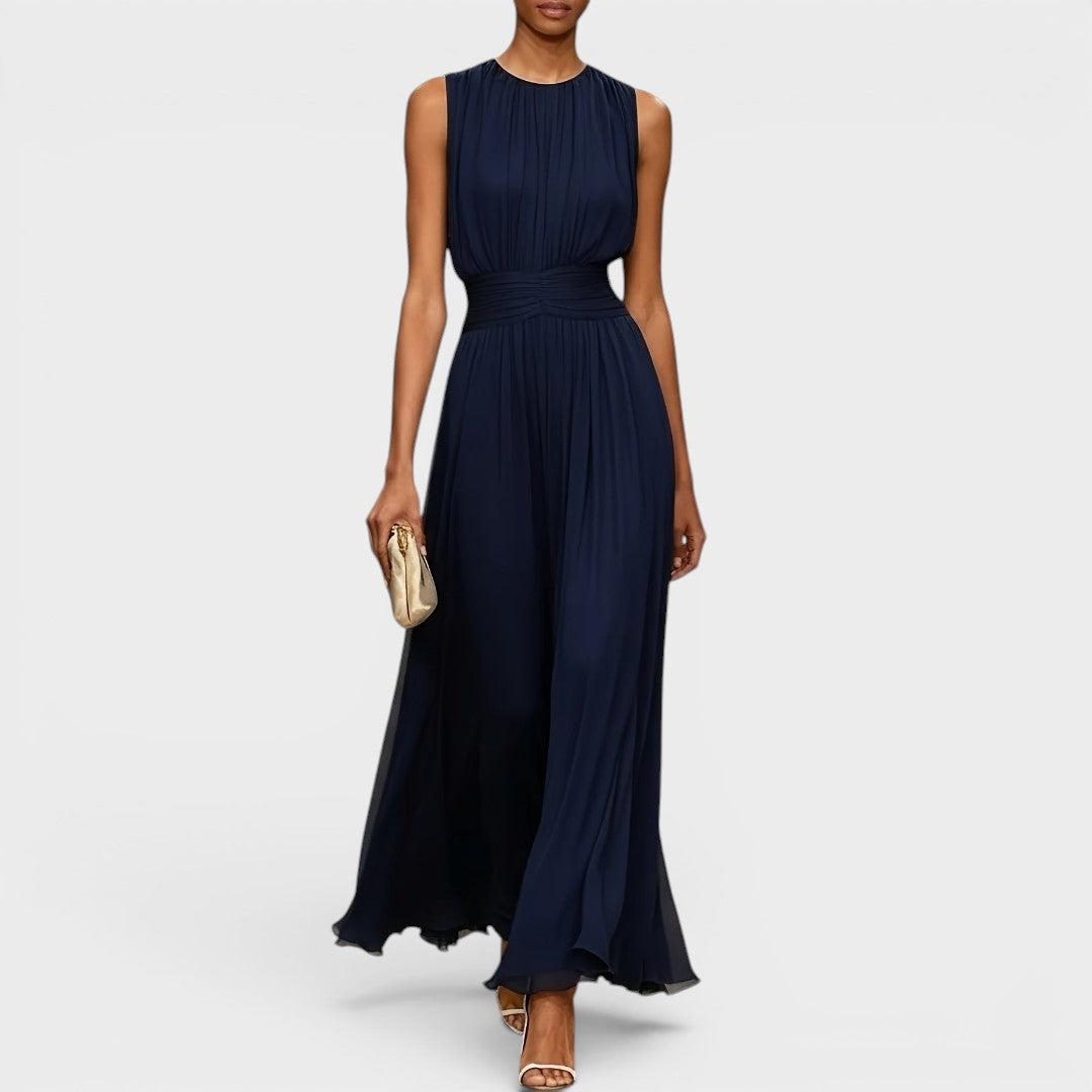 Abito midi Charlotte in chiffon blu scuro | Bella di Roma