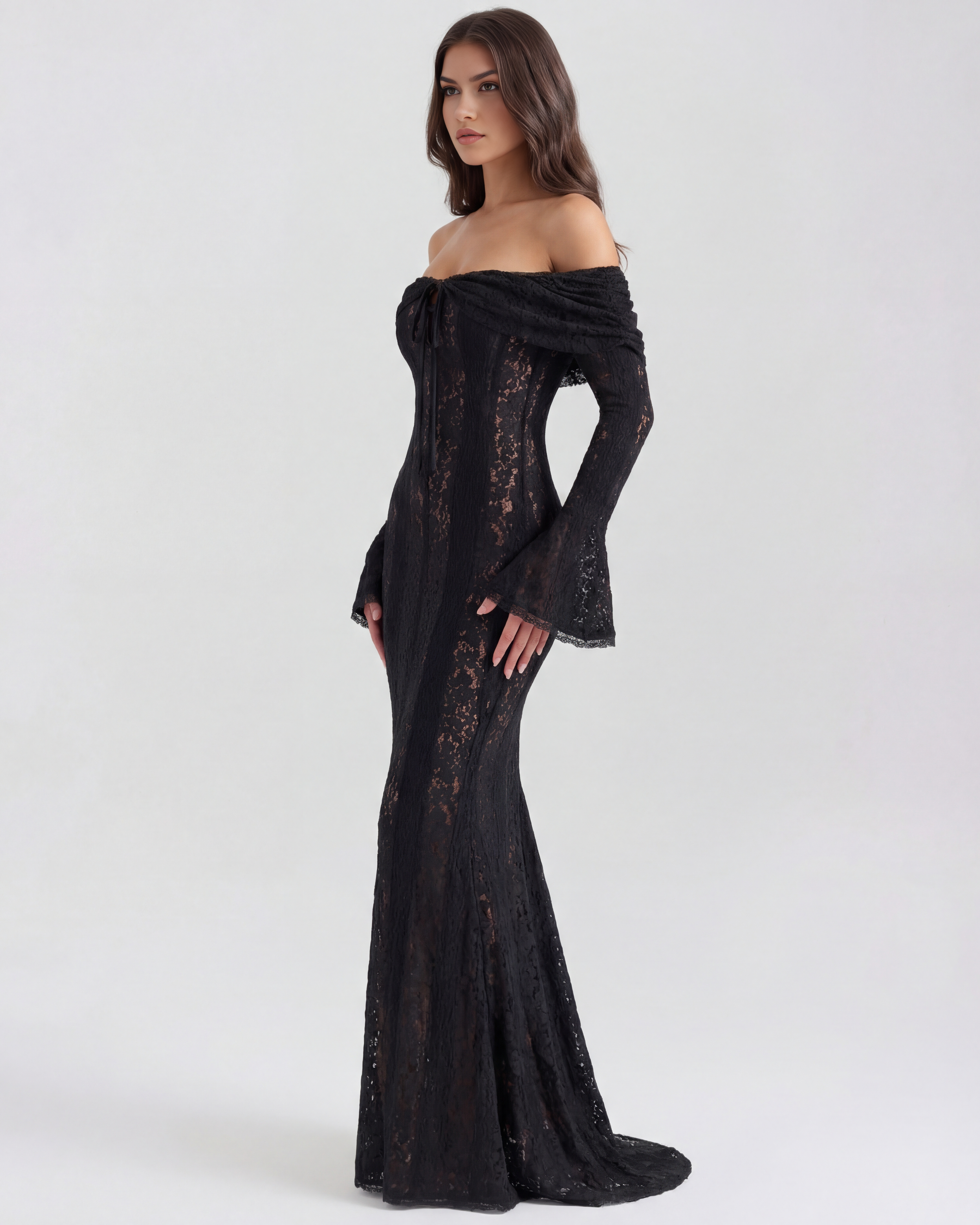 Abito Maxi Alessandra Nero Bella di Roma – dettaglio
