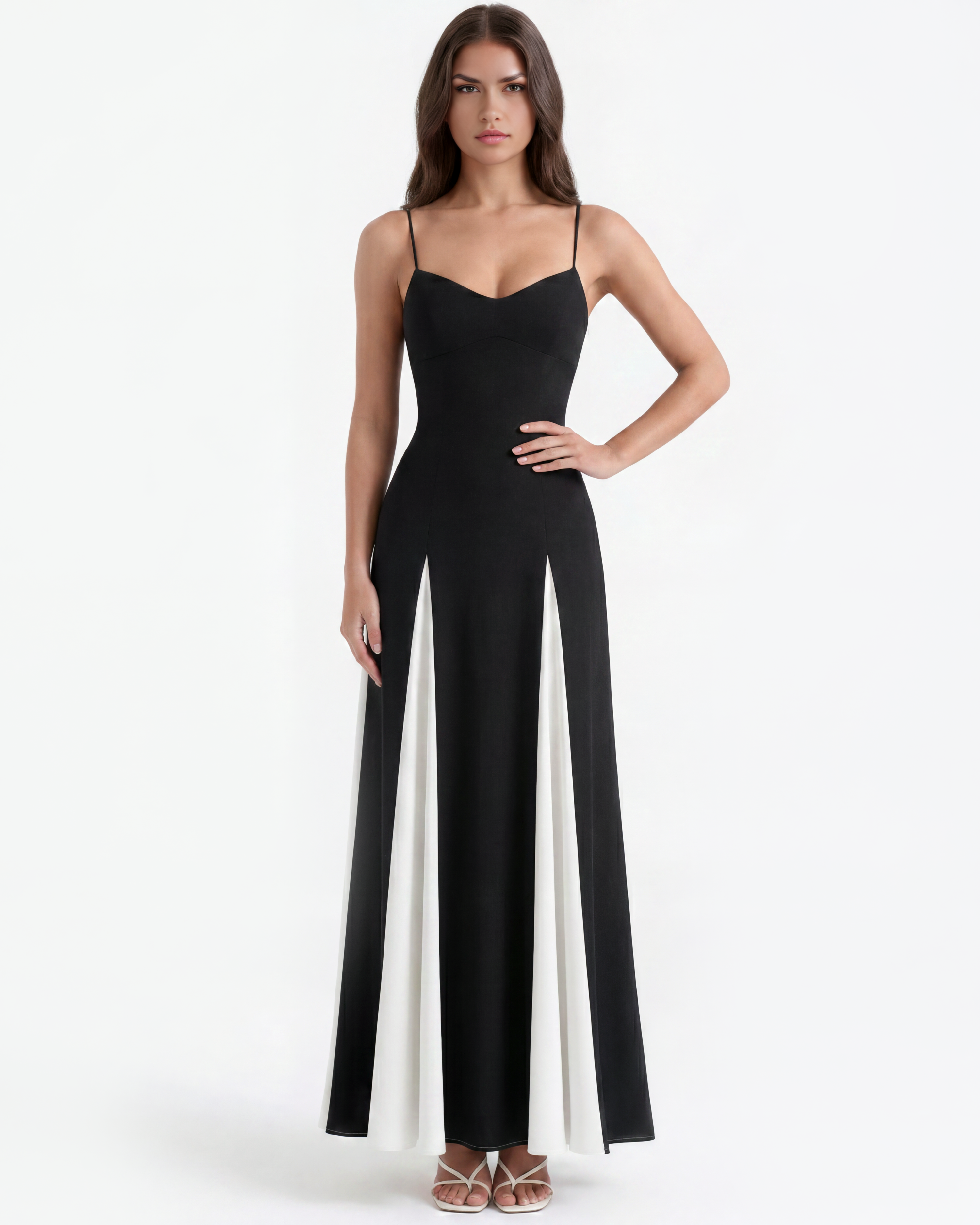 Abito Maxi Porto Fino Nero Bianco Bella di Roma – retro