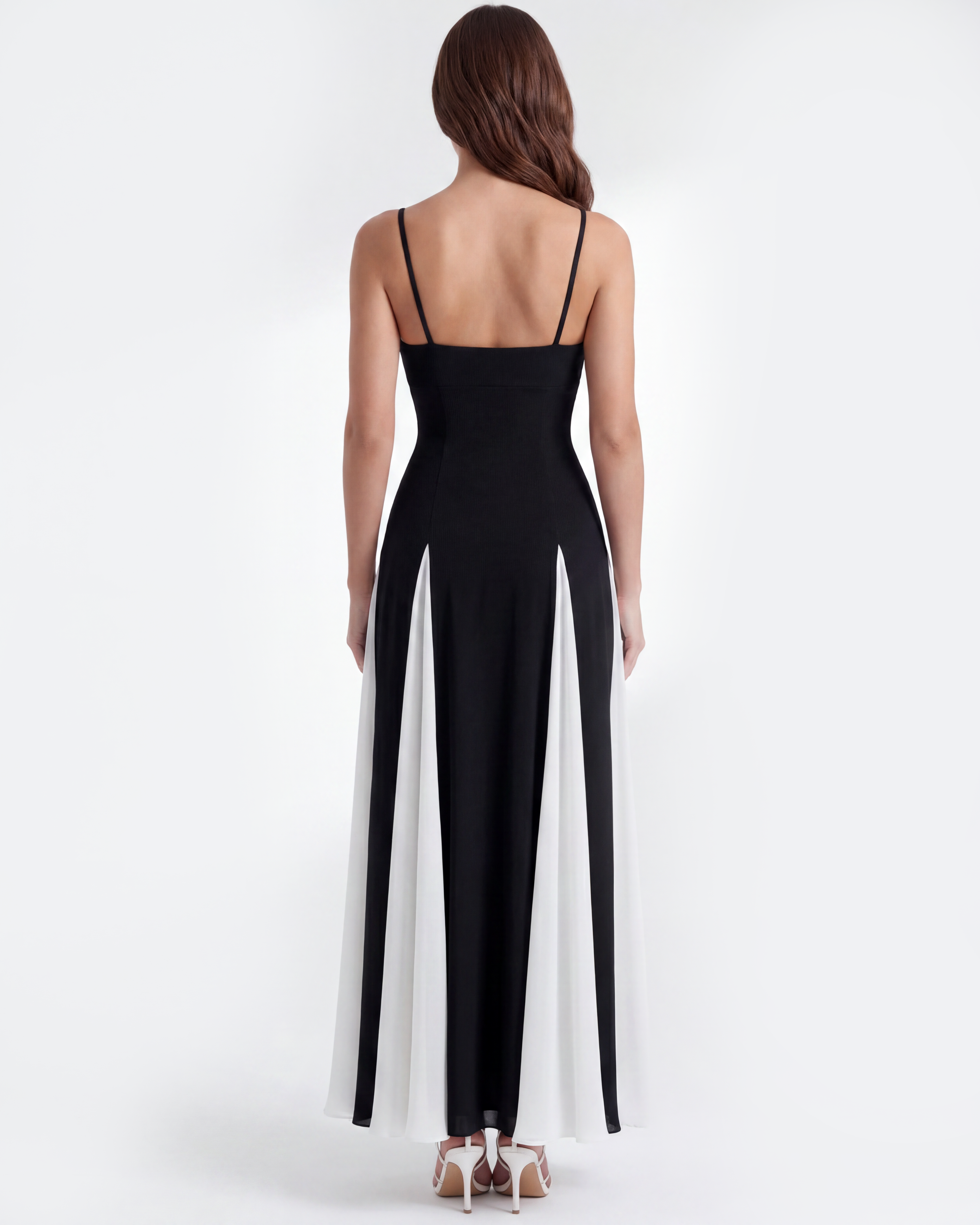 Abito midi Porto Fino nero bianco Bella di Roma – look cena elegante