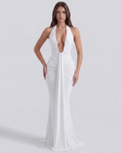 Abito Maxi Ariel Bianco Strascico Bella di Roma – vista frontale