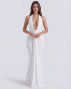 Abito Maxi Ariel Bianco Strascico Bella di Roma – dettaglio