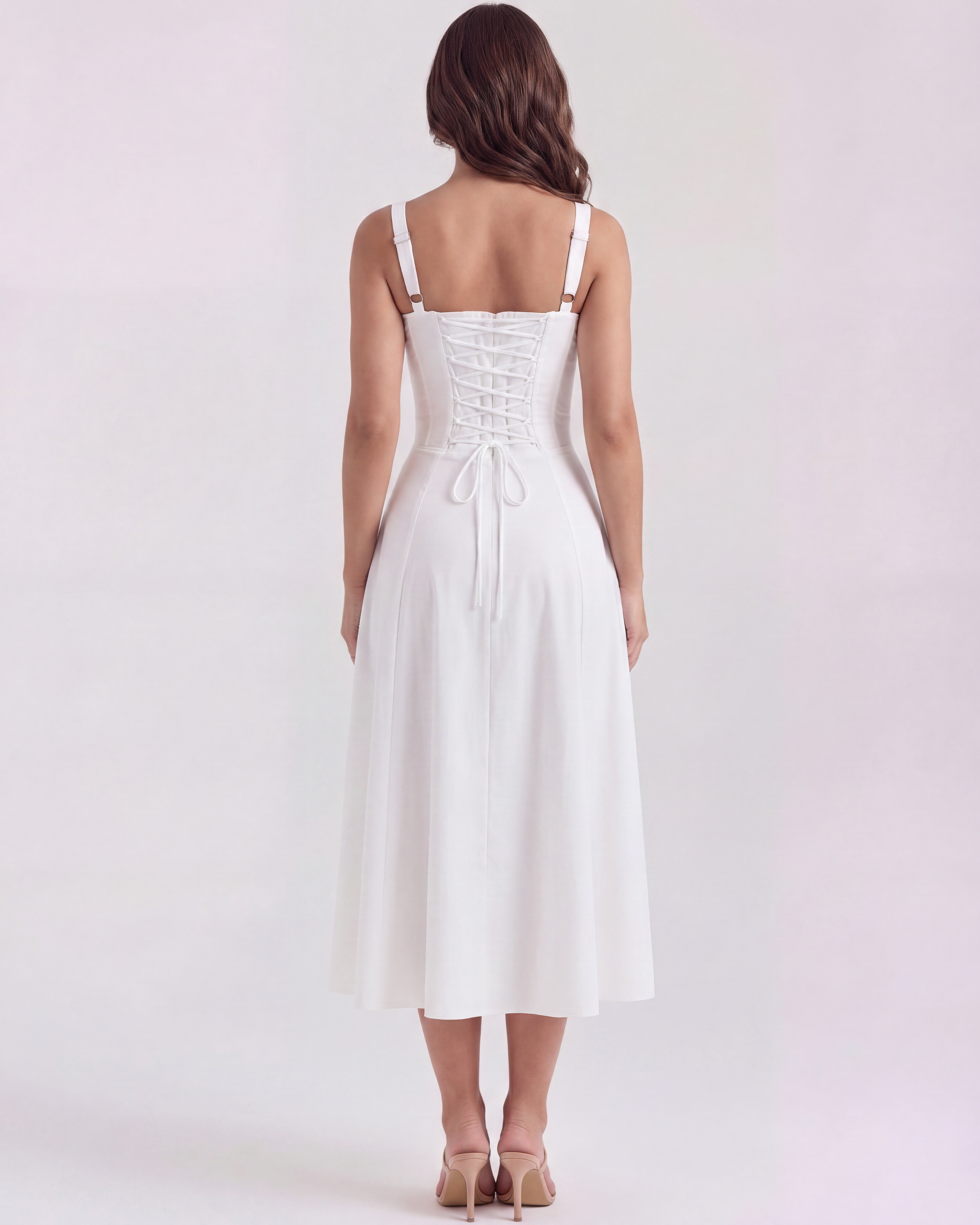 Abito midi Aurora corsetto bianco Bella di Roma – taglie XS-XL