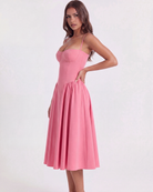 Abito midi Francesca twill rosa Bella di Roma – silhouette romantica