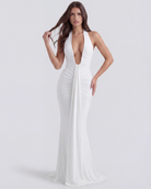 Abito Maxi Ariel Bianco Strascico Bella di Roma – modella