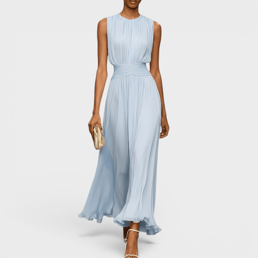 Abito midi Charlotte in chiffon azzurro chiaro | Bella di Roma