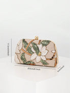 Pochette rigida con ricamo floreale, vista laterale