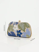 Pochette a mezzaluna blu e verde, vista laterale