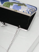 Catena dorata removibile della clutch con fiori blu