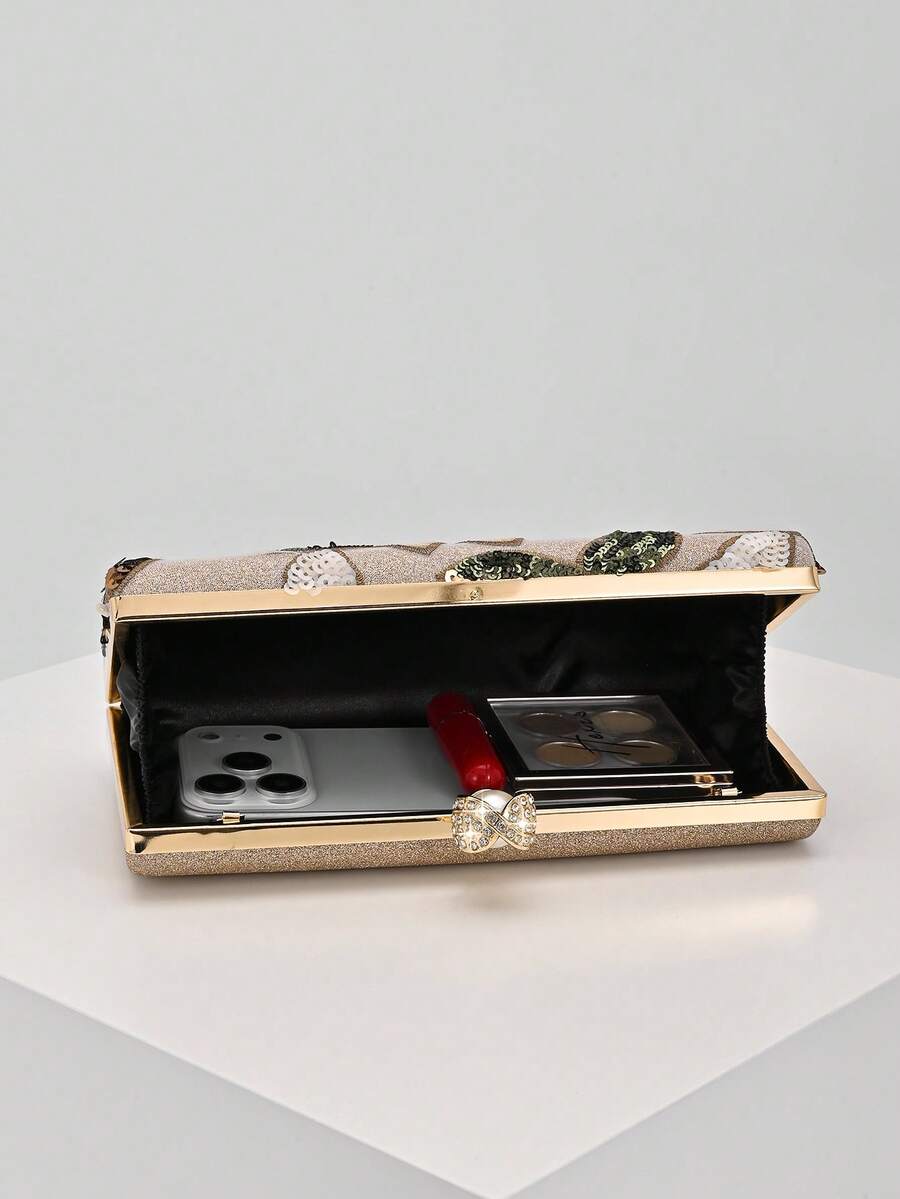 Interno foderato della clutch floreale verde