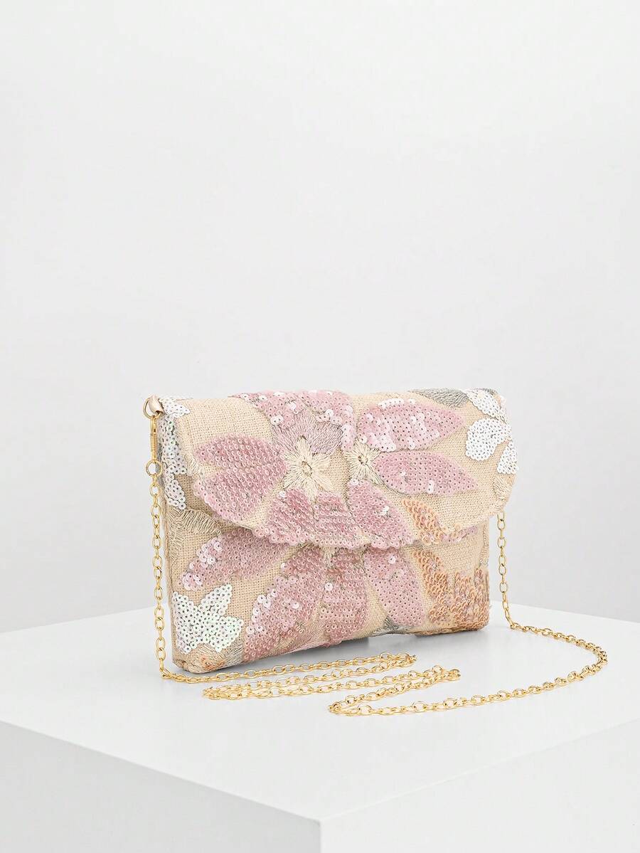 Pochette rosa in broccato, vista frontale