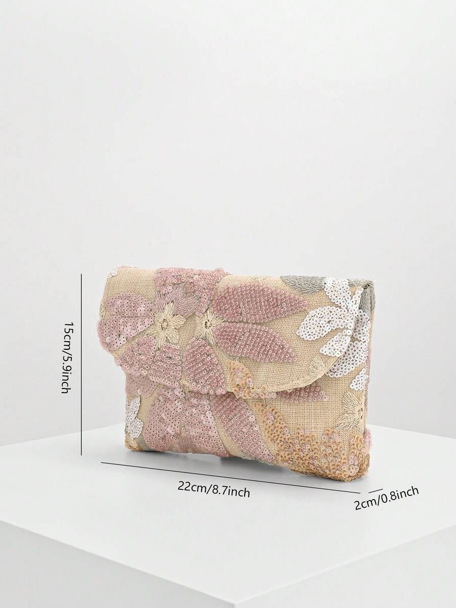 Pochette in broccato rosa, vista laterale
