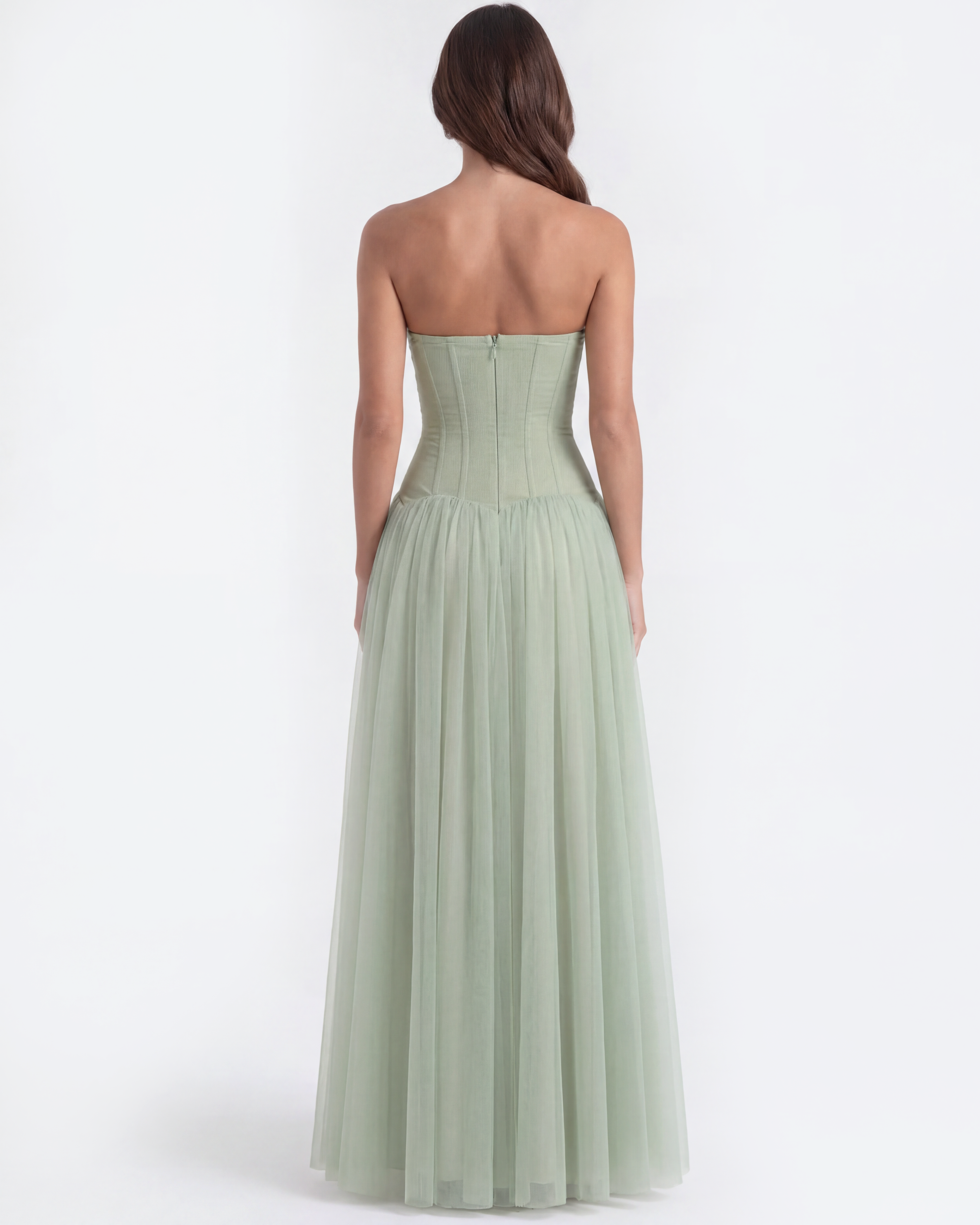 Abito maxi Arabella rete verde Bella di Roma – taglie XS-XL