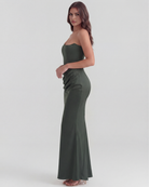 Abito midi Rosalind verde foresta corsetto Bella di Roma – colore naturale ricco