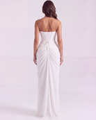Abito maxi Charlotte corsetto chiffon bianco Bella di Roma – taglie XS-XL