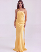 Abito maxi Amara oro viscosa Bella di Roma – silhouette aderente