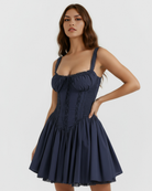 Abito mini Luna blu scuro cuore Bella di Roma – silhouette femminile
