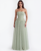 Abito maxi Arabella rete verde Bella di Roma – vista frontale