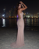 Abito maxi Lumina crema strass Bella di Roma – lunghezza maxi