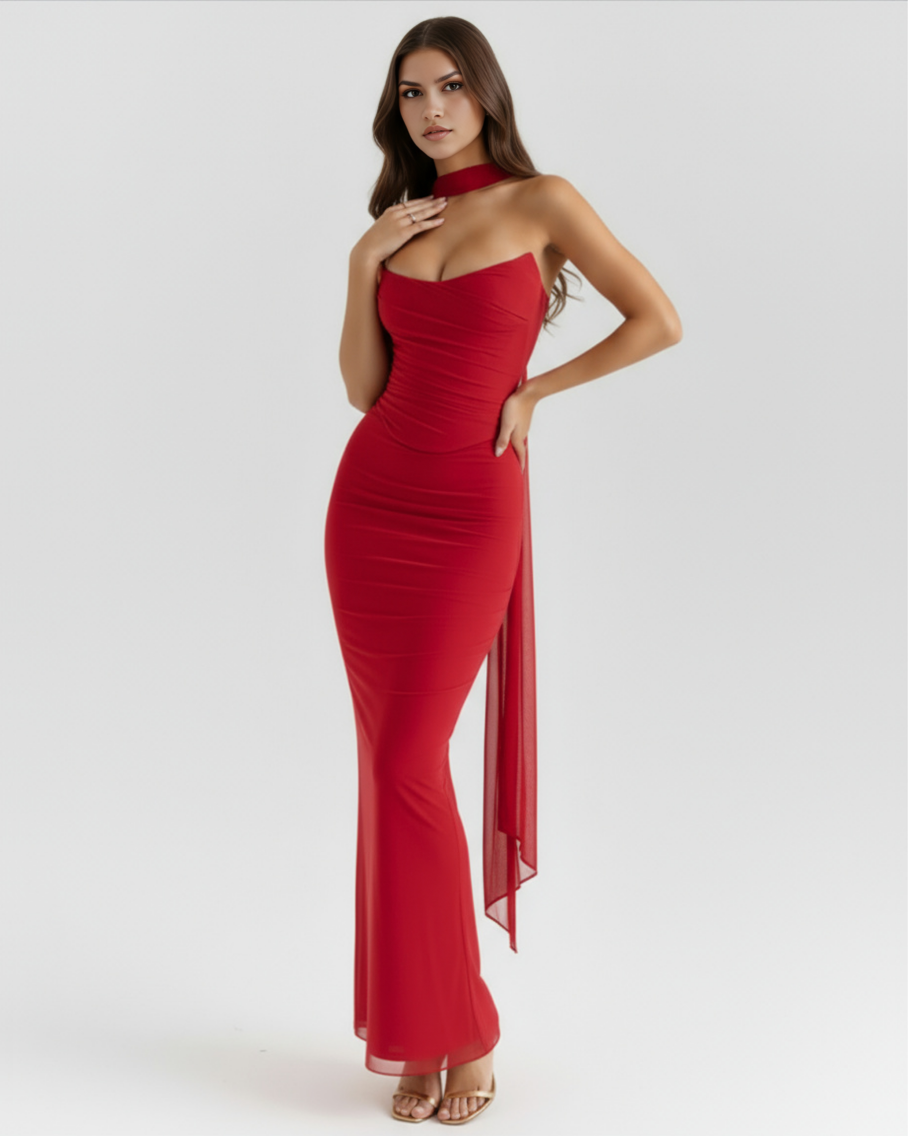 Set Maxi Malu Rosso Rete Bella di Roma – gonna maxi