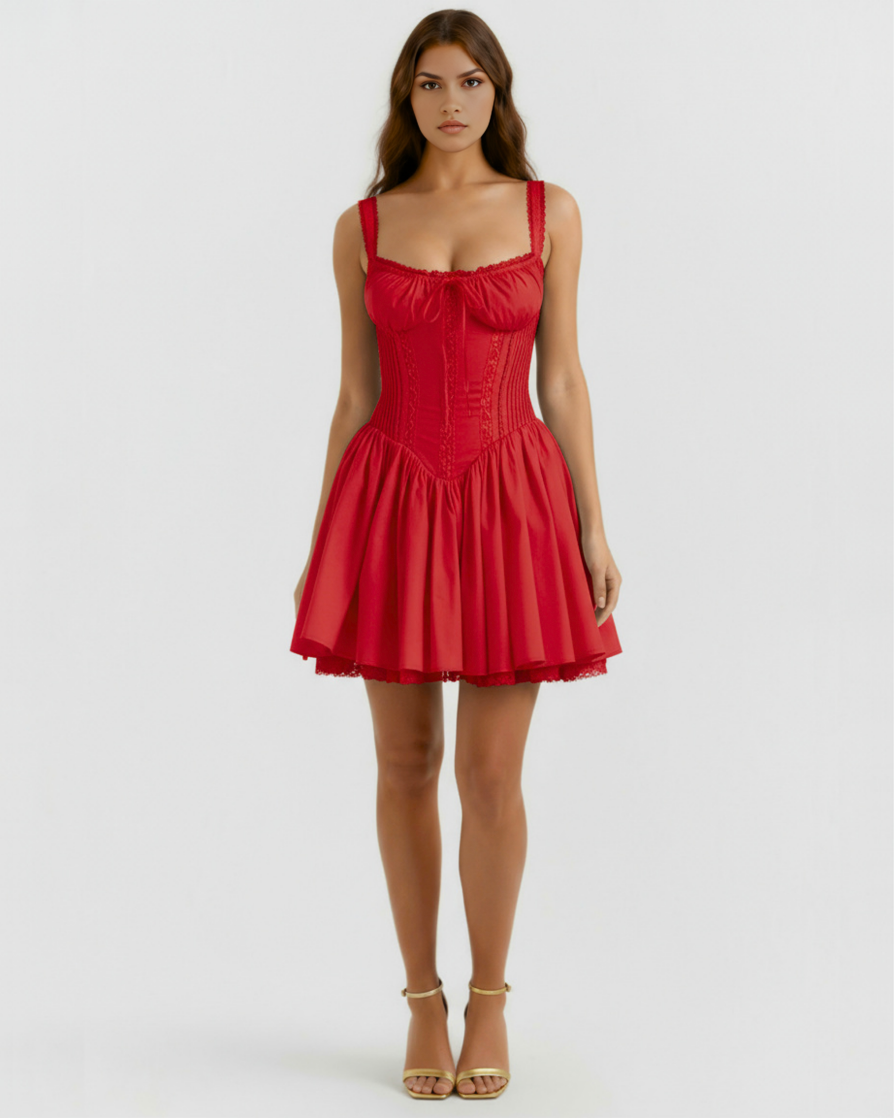Abito mini Luna rosso Bella di Roma – schiena con lacci