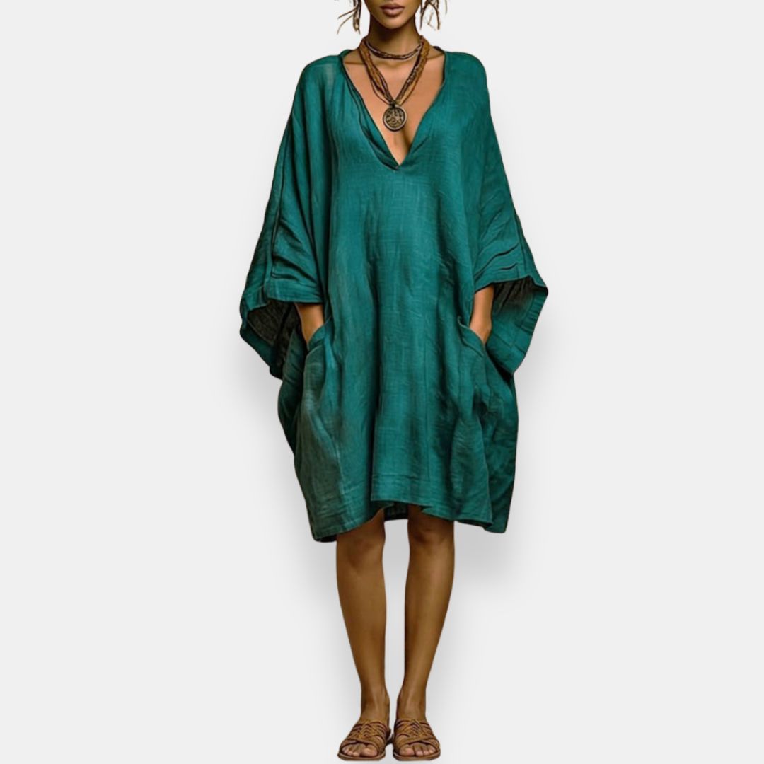 Cassienne abito oversize scollato – Verde