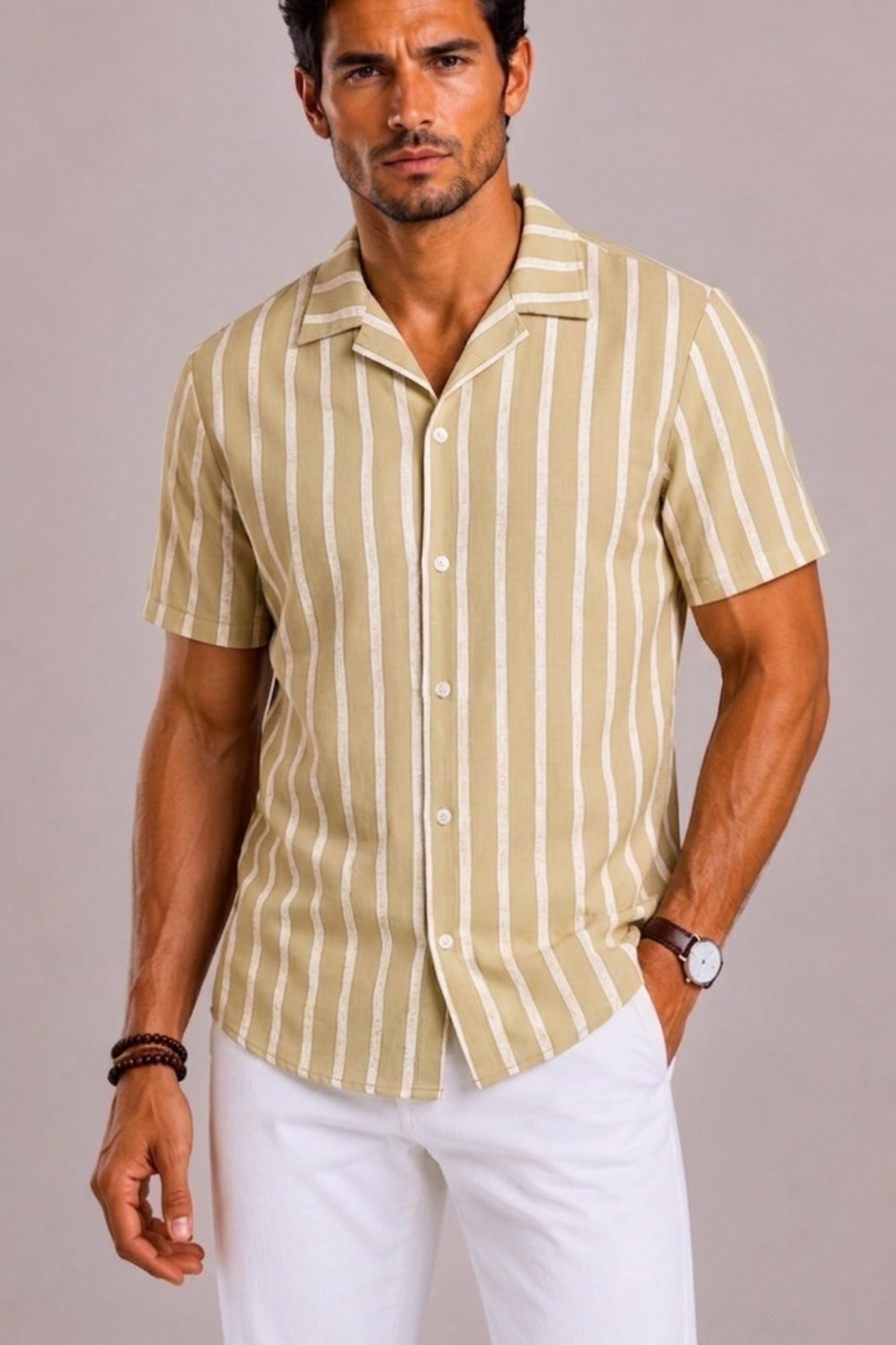 Camicia Uomo a Righe a Maniche Corte | Bella di Roma
