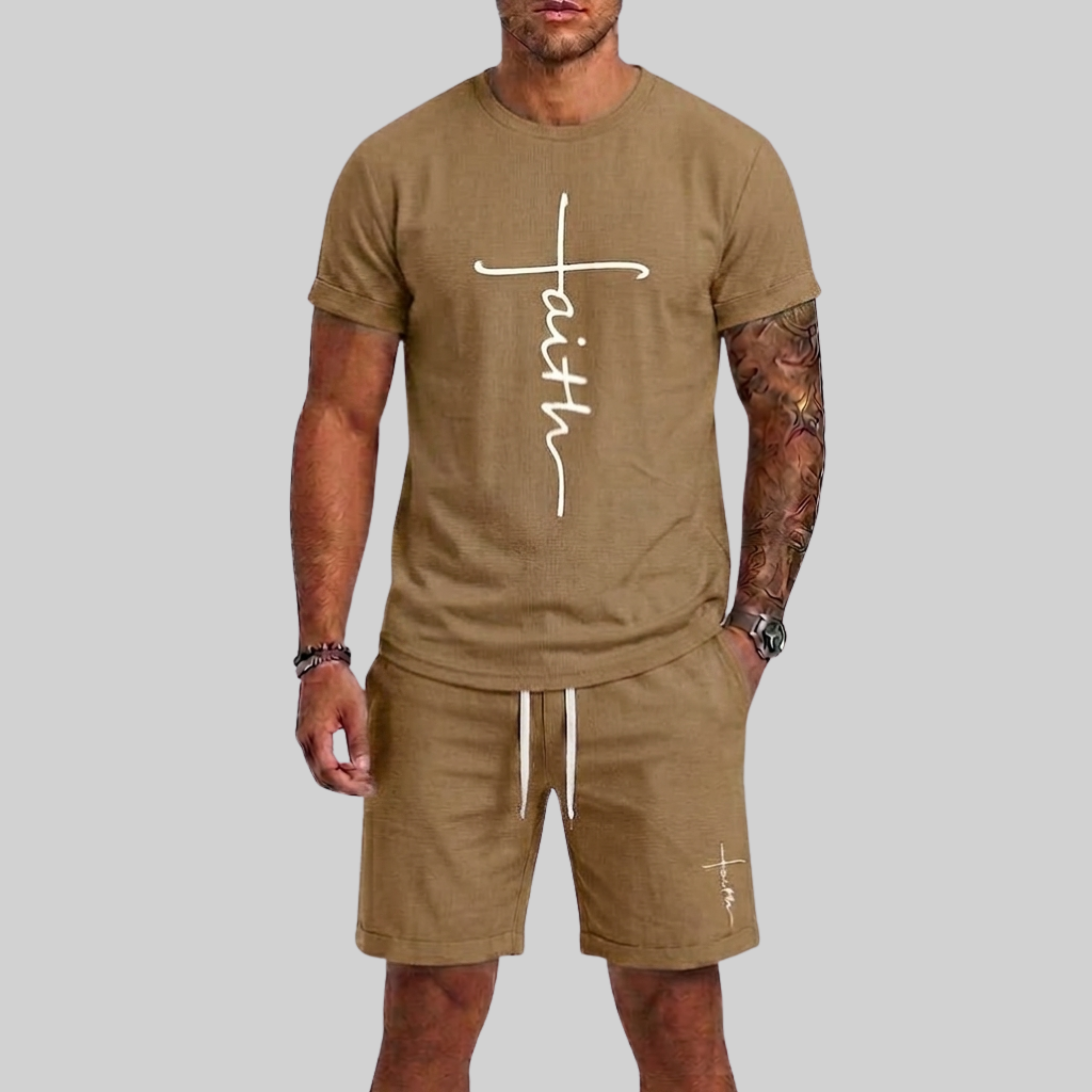 Set sportivo uomo con t-shirt e pantaloni corti – set coordinato | Bella di Roma