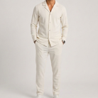 Set uomo in misto lino – dettaglio del tessuto | Bella di Roma