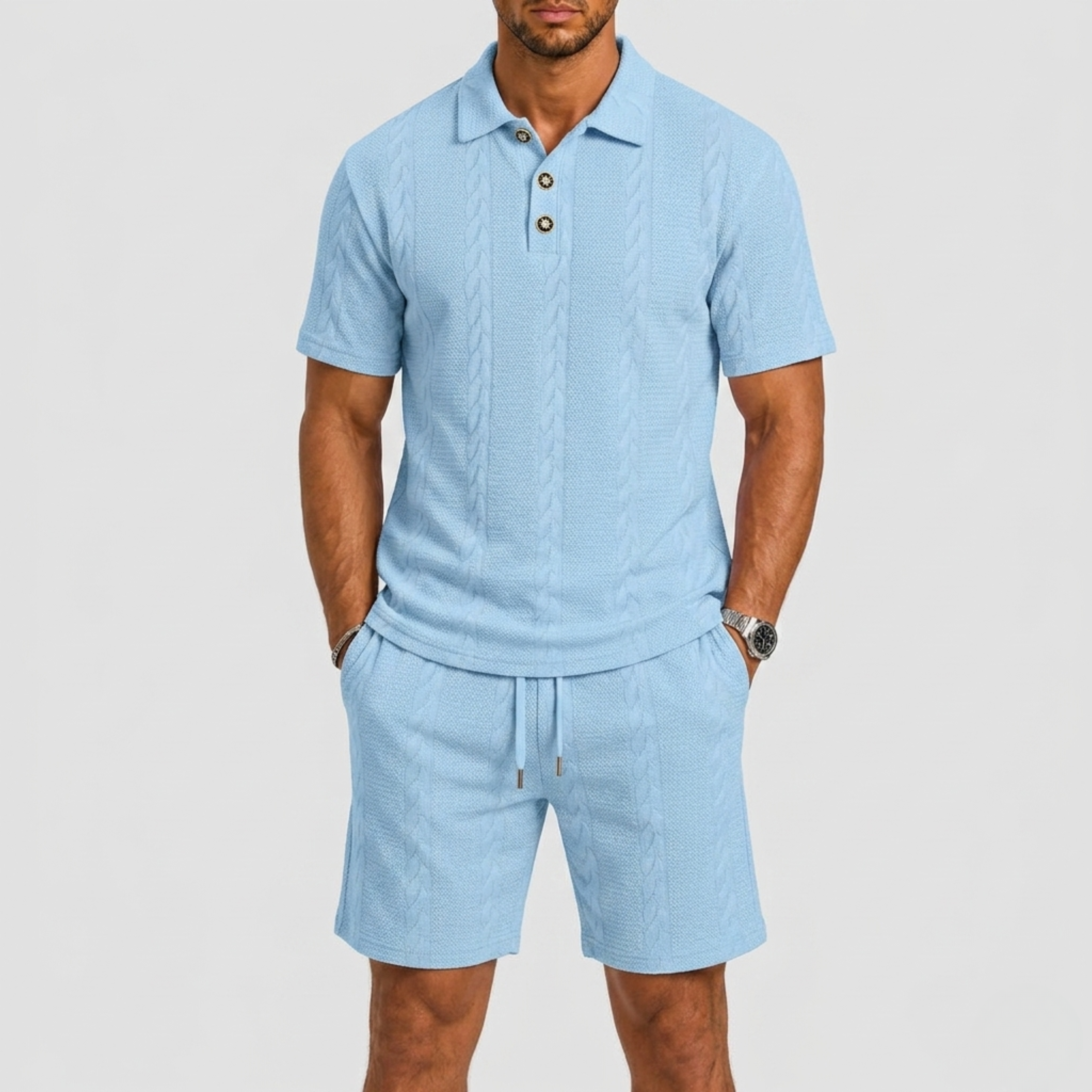 Set polo uomo con shorts – vista frontale | Bella di Roma