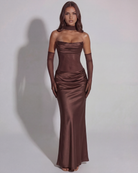 Abito Maxi Vittoria Marrone Bella di Roma – dettaglio