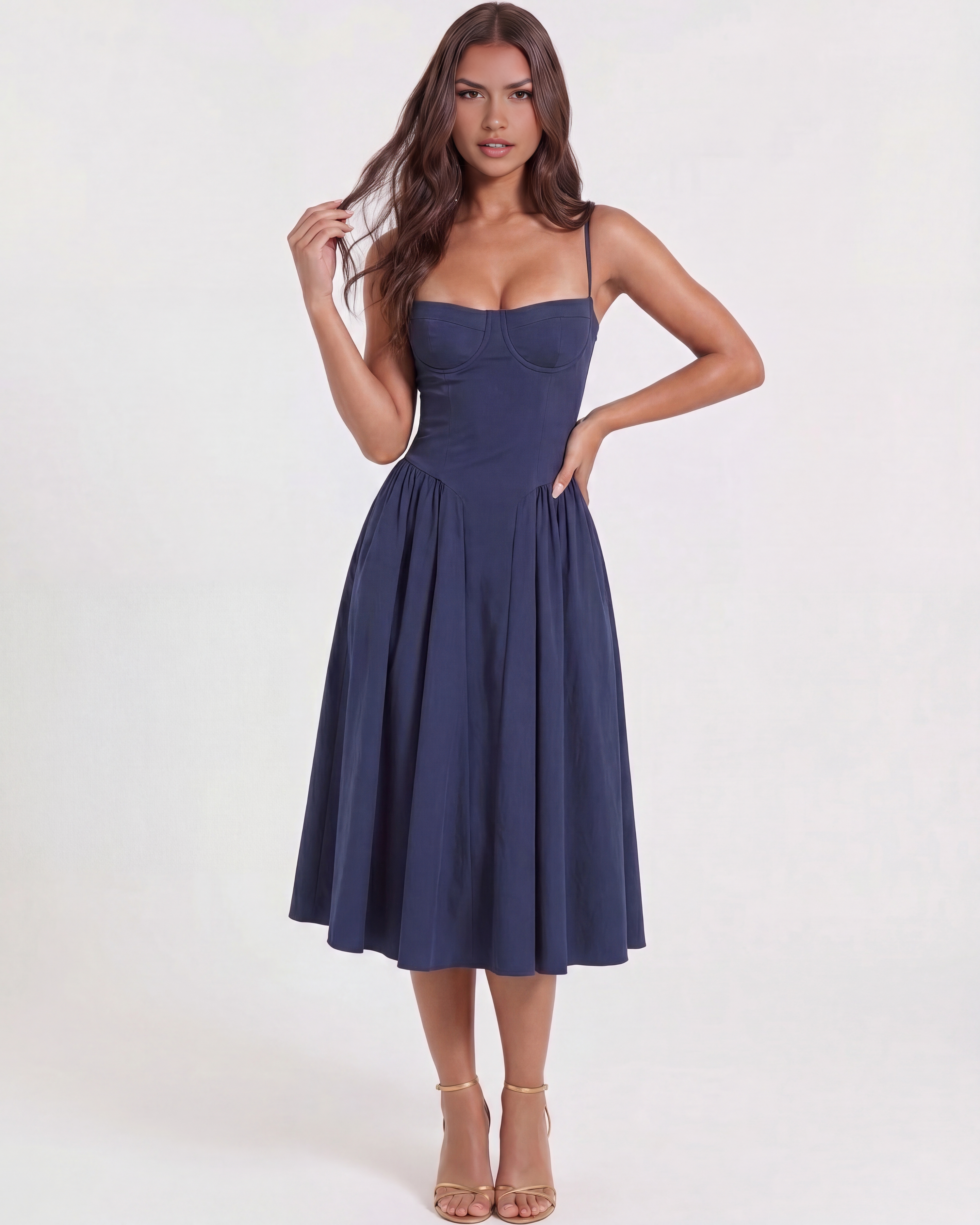 Abito Francesca Blu Navy Bella di Roma – vista frontale