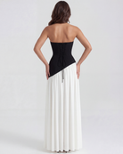 Abito maxi Serena nero bianco chiffon Bella di Roma – vista laterale 150 cm