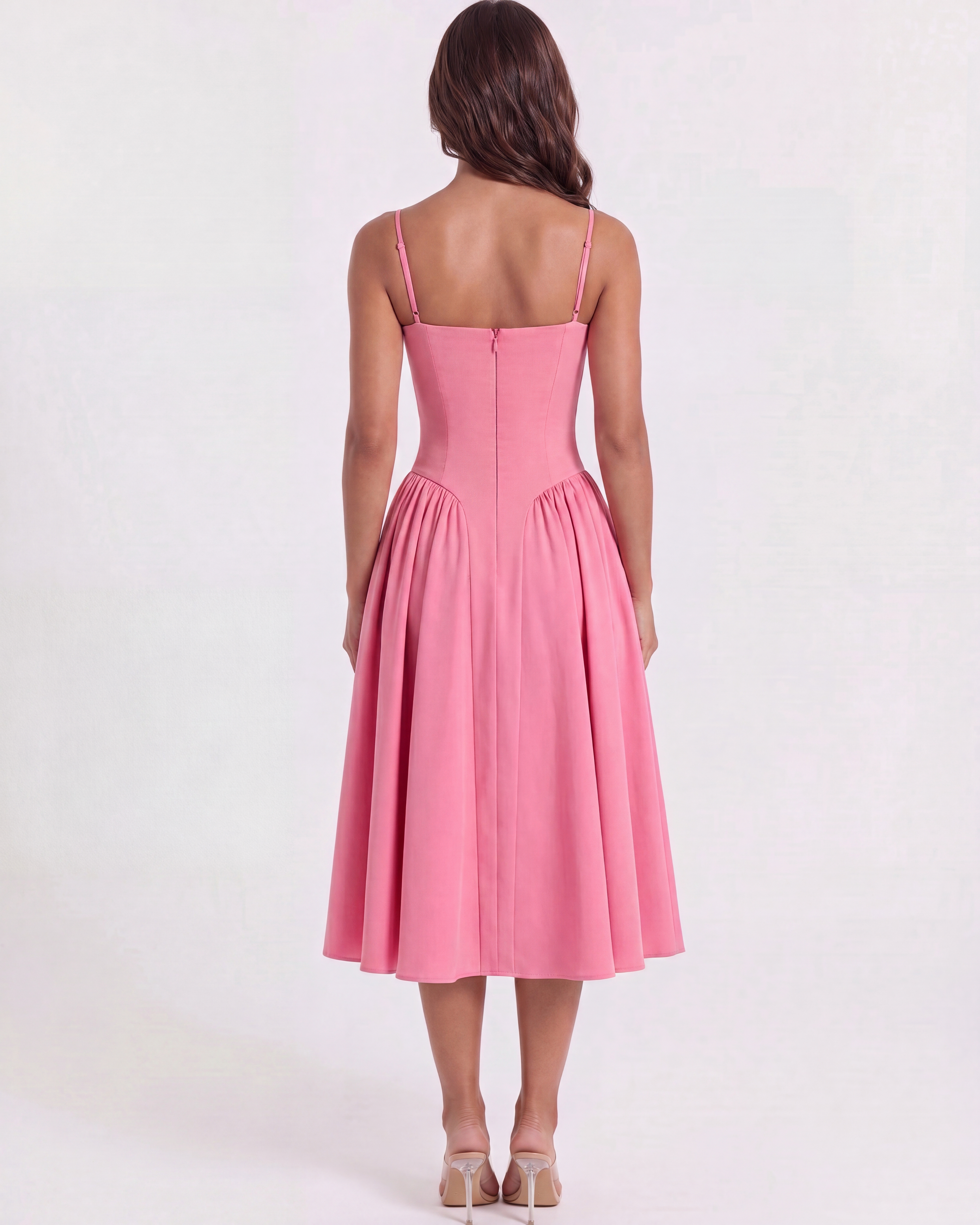 Abito midi Francesca twill rosa Bella di Roma – taglie XS-XL
