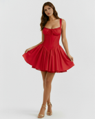 Abito mini Luna rosso scollo cuore Bella di Roma – vista frontale