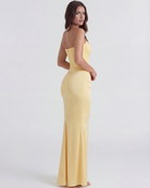 Abito Midi Rosalind Giallo Burro Corsetto Bella di Roma – modella