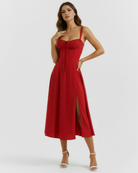 Abito midi Aurora corsetto rosso Bella di Roma – lunghezza 124 cm