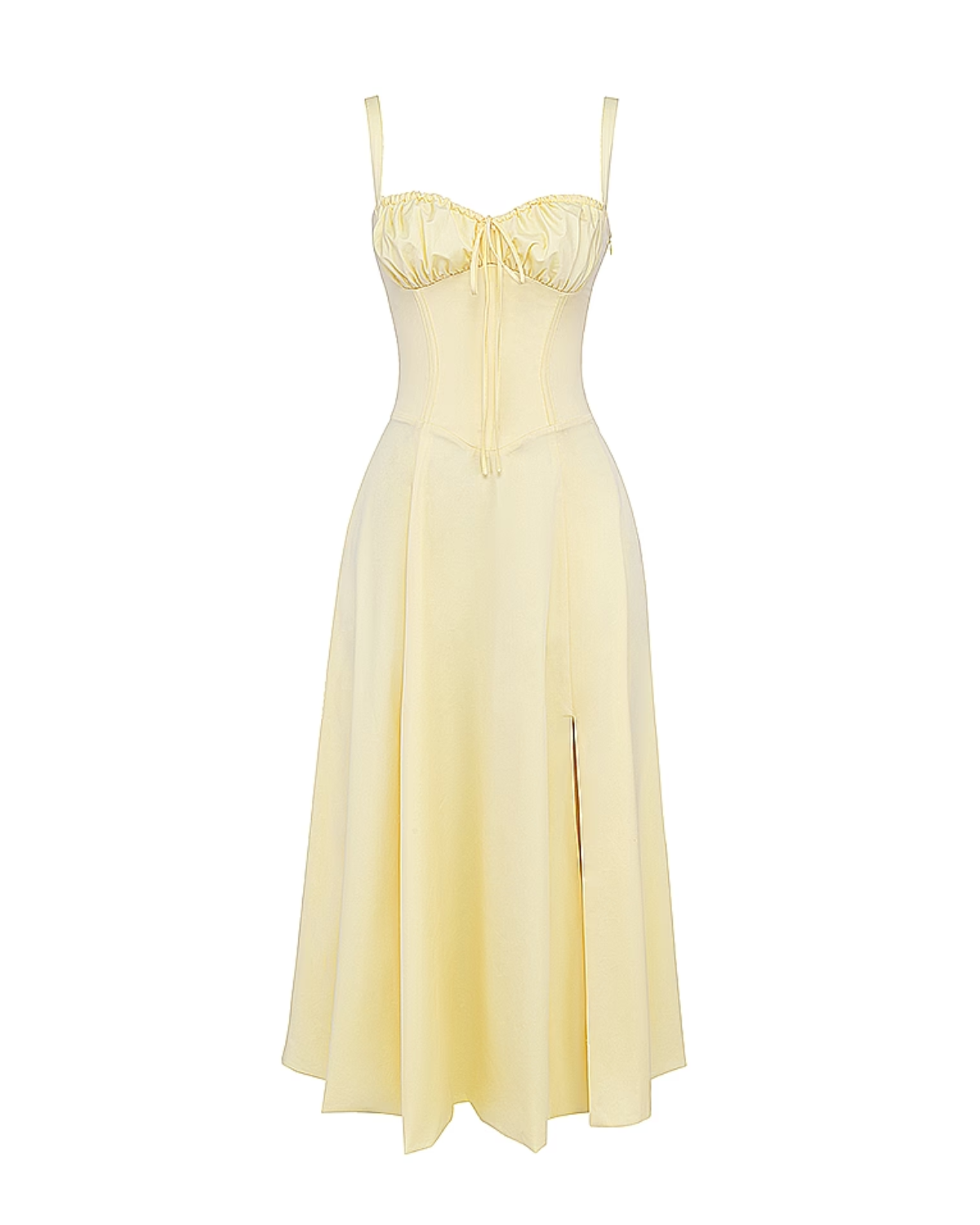 Abito midi Aurora corsetto giallo chiaro Bella di Roma – cotone elasticizzato