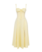Abito midi Aurora corsetto giallo chiaro Bella di Roma – cotone elasticizzato