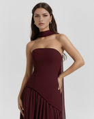 Abito maxi Serena borgogna Bella di Roma – silhouette regale