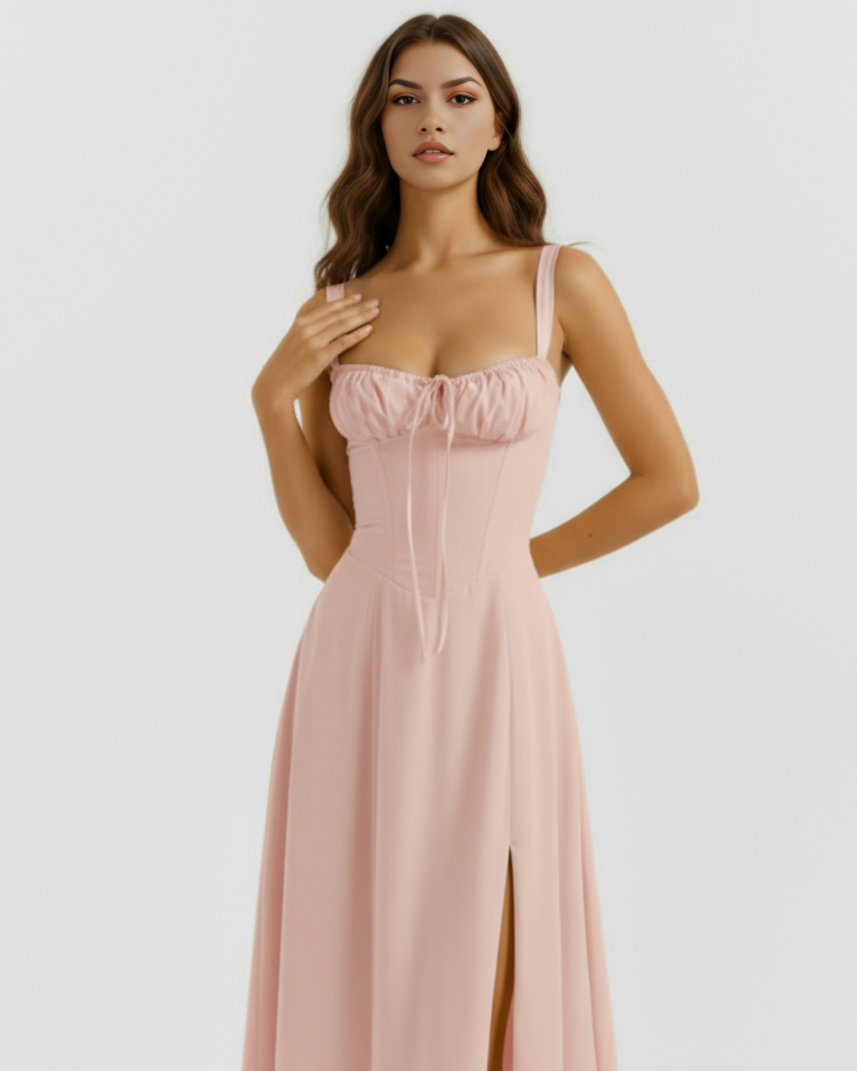 Abito midi Aurora corsetto rosa Bella di Roma – corpetto corsetto