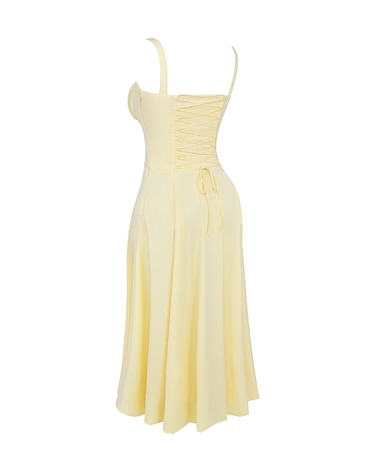 Abito midi Aurora corsetto giallo chiaro Bella di Roma – lunghezza 124 cm