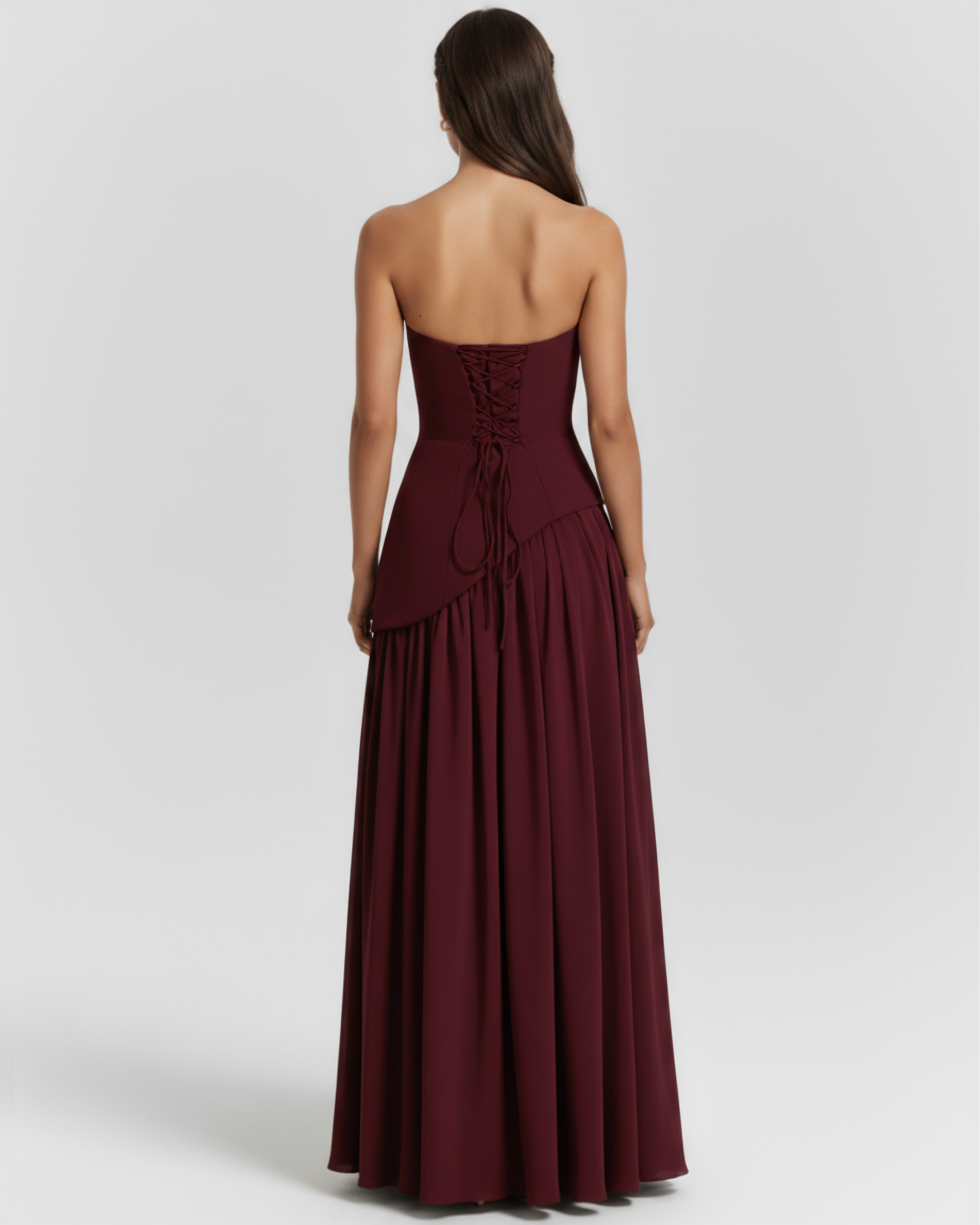 Abito maxi Serena lacca ciliegia Bella di Roma – movimento gonna