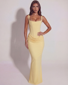 Abito Maxi Eleonora Giallo Burro Satin Bella di Roma – retro