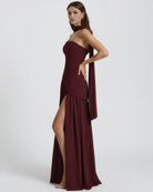 Abito maxi Serena borgogna Bella di Roma – foulard incluso