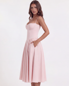 Abito midi Francesca twill rosa chiaro Bella di Roma – taglie XS-XL