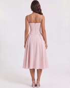 Abito midi Francesca twill rosa chiaro Bella di Roma – silhouette romantica