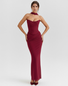 Set maxi Malu borgogna Bella di Roma – gonna maxi arricciata