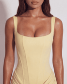 Abito mini Eleonora giallo burro satin Bella di Roma – taglie XS-XL
