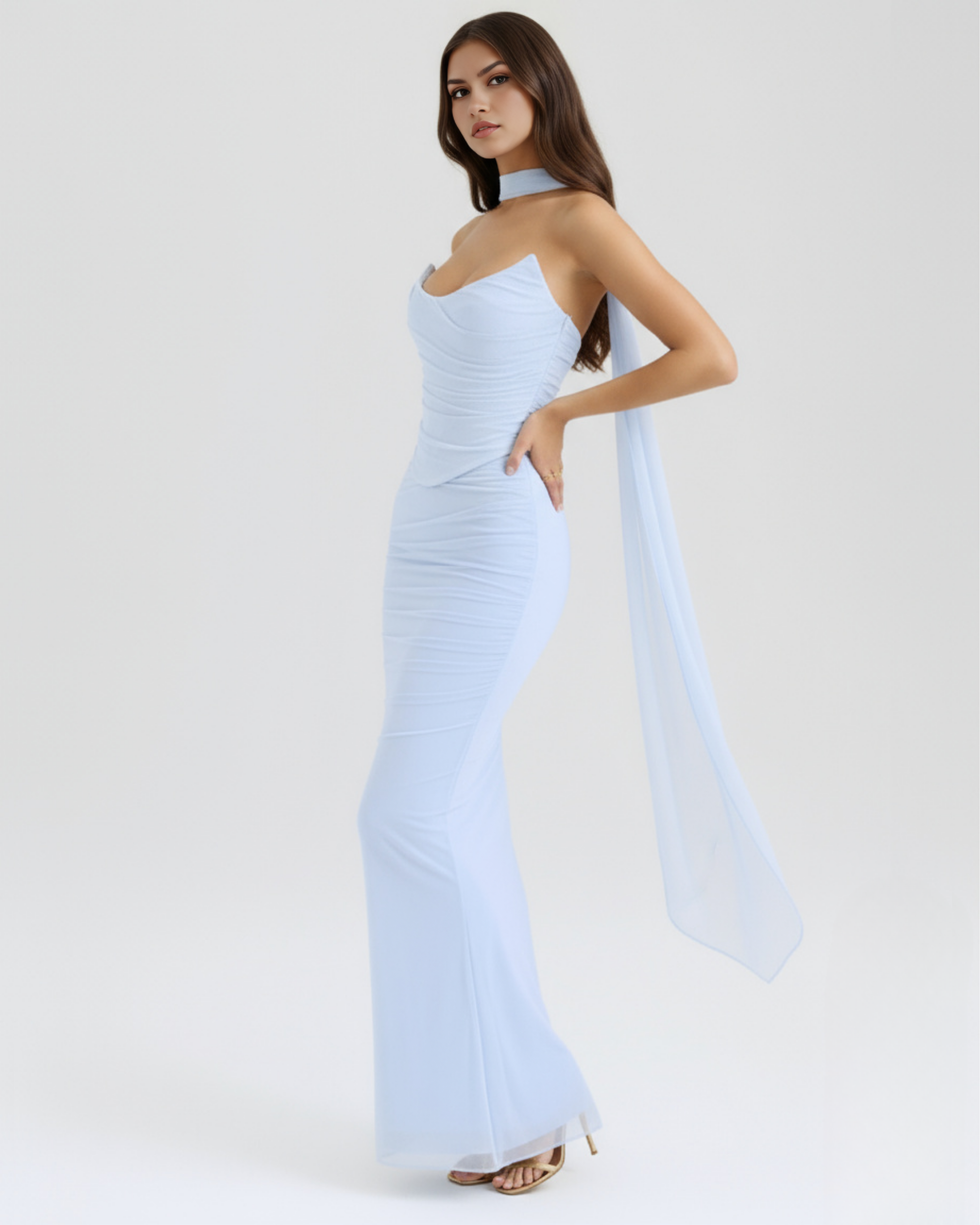 Set maxi Malu azzurro baby rete corsetto Bella di Roma – taglie XS-XL